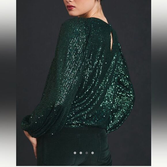 Elegant Green Sequin Top - Picture 3 of 4